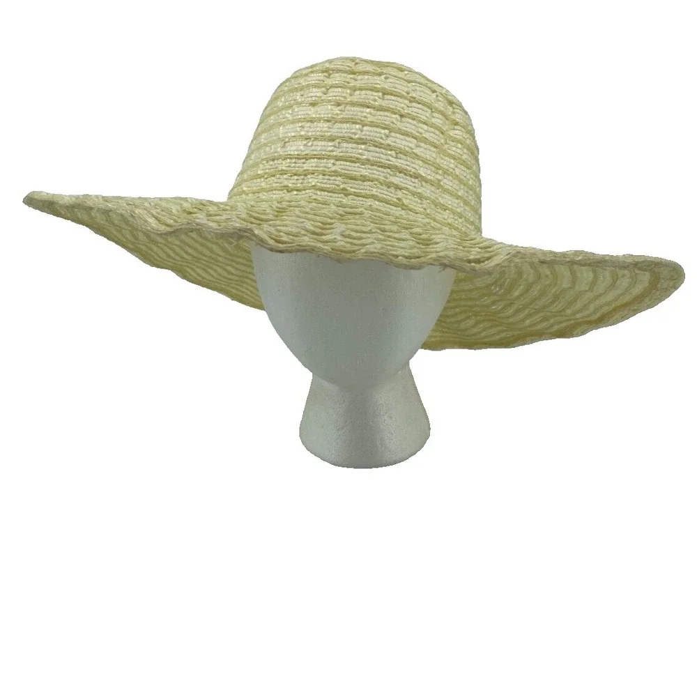Unbranded Womens Wide Brim‎ Layered Woven Floppy Sun Hat One Size Natural Straw